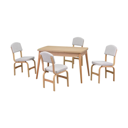 Ege Sandalye Avanos Ahşap Açılır Mutfak Masası Takımı - 70x120+30 cm Beyaz - Naturel