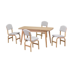 Ege Sandalye Avanos Ahşap Açılır Mutfak Masası Takımı - 70x120+30 cm Beyaz - Naturel - Görsel 2