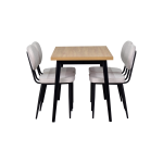 Deniz Sandalye Avanos Ahşap Mutfak Masası Takımı - 70x120 Cm Beyaz - Naturel/Siyah - Görsel 3