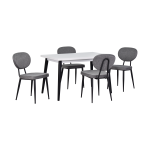 Deniz Sandalye Avanos Ahşap Mutfak Masası Takımı - 70x120 Cm Gri - Beyaz/Siyah - Görsel 2