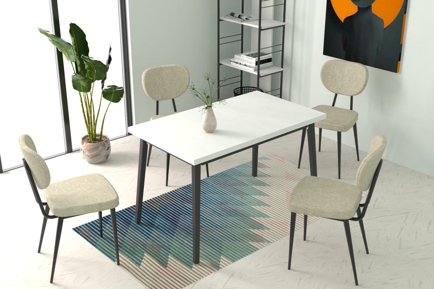 sigma-l-kn-01-deniz-mutfak-masasi-takimlari-ideasoft4 Deniz Sandalye Avanos Ahşap Mutfak Masası Takımı - 70x120 Cm Beyaz - Beyaz/Siyah - Görsel 1