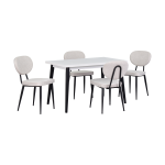 Deniz Sandalye Avanos Ahşap Mutfak Masası Takımı - 70x120 Cm Beyaz - Beyaz/Siyah - Görsel 2