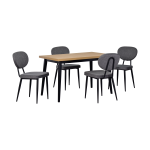 Deniz Sandalye Avanos Ahşap Mutfak Masası Takımı - 70x120 Cm Gri - Naturel/Siyah - Görsel 2