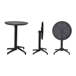 Tilia Plastik Bahçe Balkon Bistro Seti Katlanır Masa 60*60 cm Gri/Siyah - Görsel 6