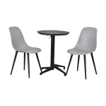 Tilia Plastik Bahçe Balkon Bistro Seti Katlanır Masa 60*60 cm Gri/Siyah - Görsel 3