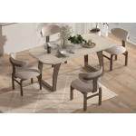 Sofya Sandalye Tiran Ahşap Mutfak Masası Takımı - 90x180 Cm Traverten/Kestane - 6 Adet