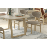 Sofya Sandalye Tiran Ahşap Mutfak Masası Takımı - 90x180 Cm Traverten/Naturel - 4 Adet