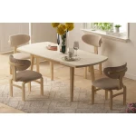 Sofya Ahşap Sandalye Aras Ahşap Traverten Mutfak Masası Takımı - 80x140 cm 4 Adet