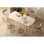 Sofya Ahşap Sandalye Aras Ahşap Traverten Mutfak Masası Takımı - 80x140 cm 6 Adet - Görsel 2