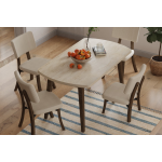 Mir Ahşap Sandalye Aras Ahşap Traverten Mutfak Masası Takımı - 80x140 cm 4 Adet