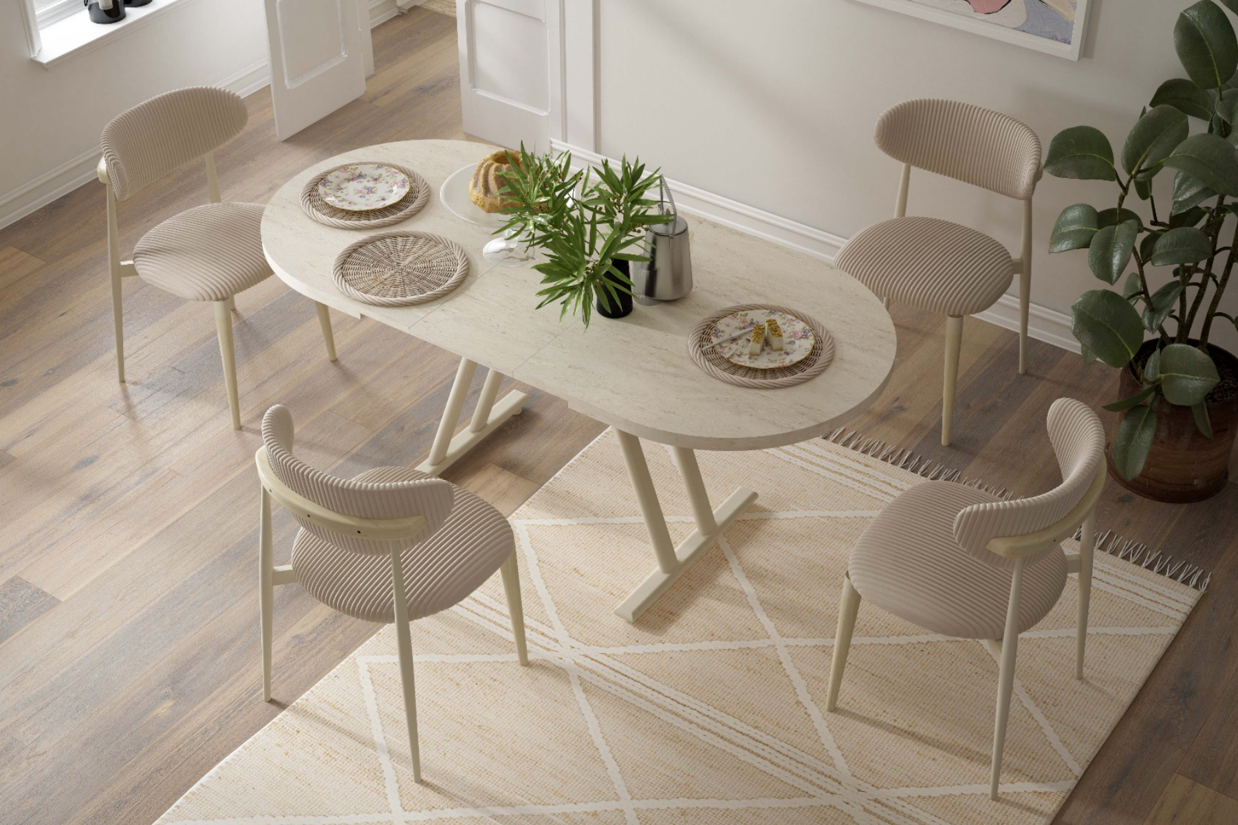 untitled-11 Venüs Sandalye Afyon Mutfak Masası Takımı - 80x140 cm 4 Adet - Sütlü Kahve - Görsel 1