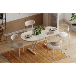 Venüs Sandalye Afyon Mutfak Masası Takımı - 80x140 cm 4 Adet - Krem