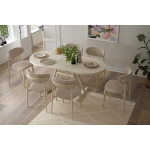 Venüs Sandalye Afyon Mutfak Masası Takımı - 80x140 cm 6 Adet - Sütlü Kahve