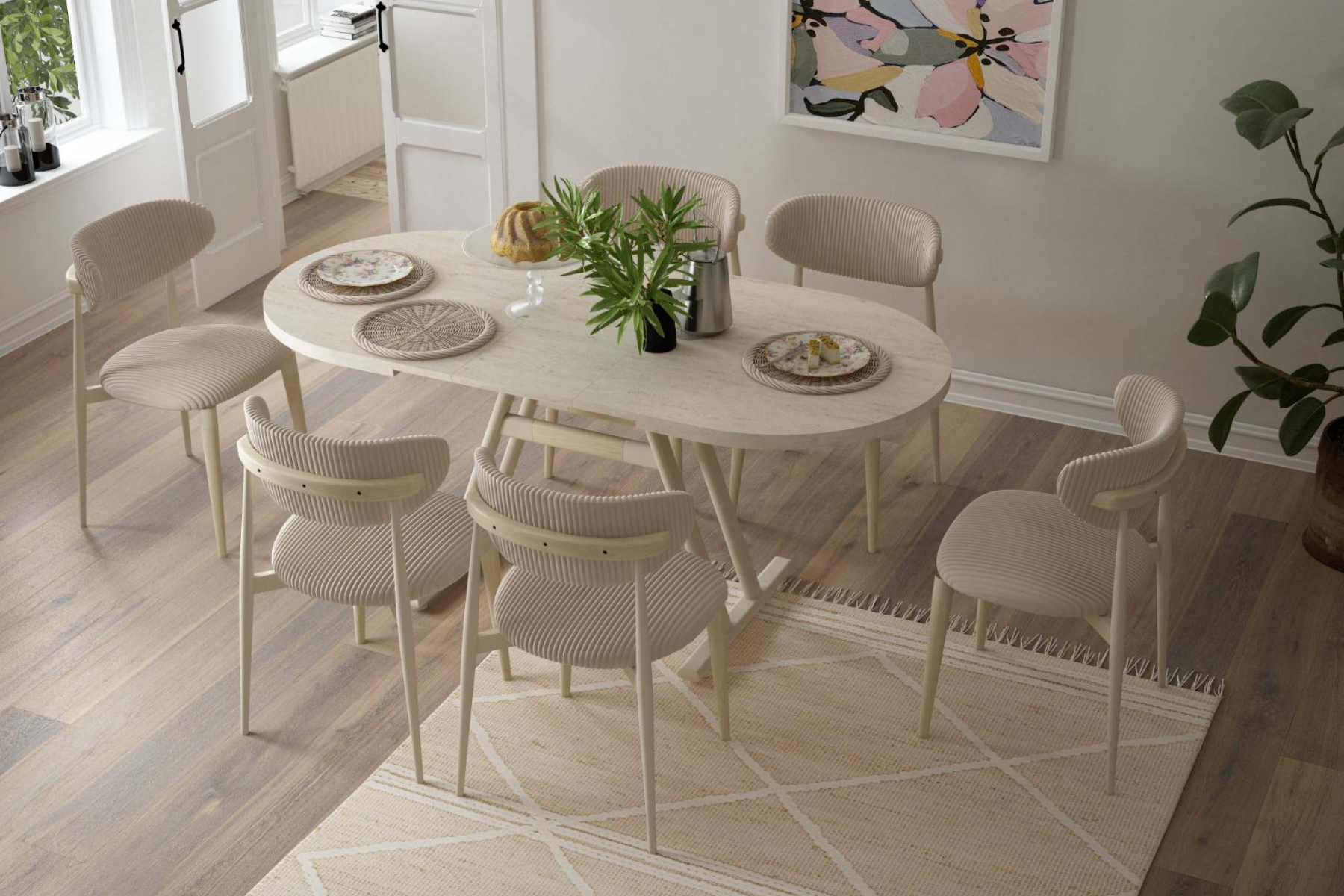 untitled-13 Venüs Sandalye Afyon Mutfak Masası Takımı - 80x140 cm 6 Adet - Sütlü Kahve - Görsel 1