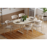 Venüs Sandalye Afyon Mutfak Masası Takımı - 80x140 cm 6 Adet - Krem