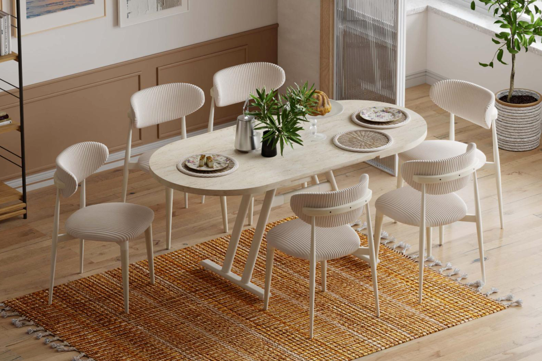 untitled-14 Venüs Sandalye Afyon Mutfak Masası Takımı - 80x140 cm 6 Adet - Krem - Görsel 1