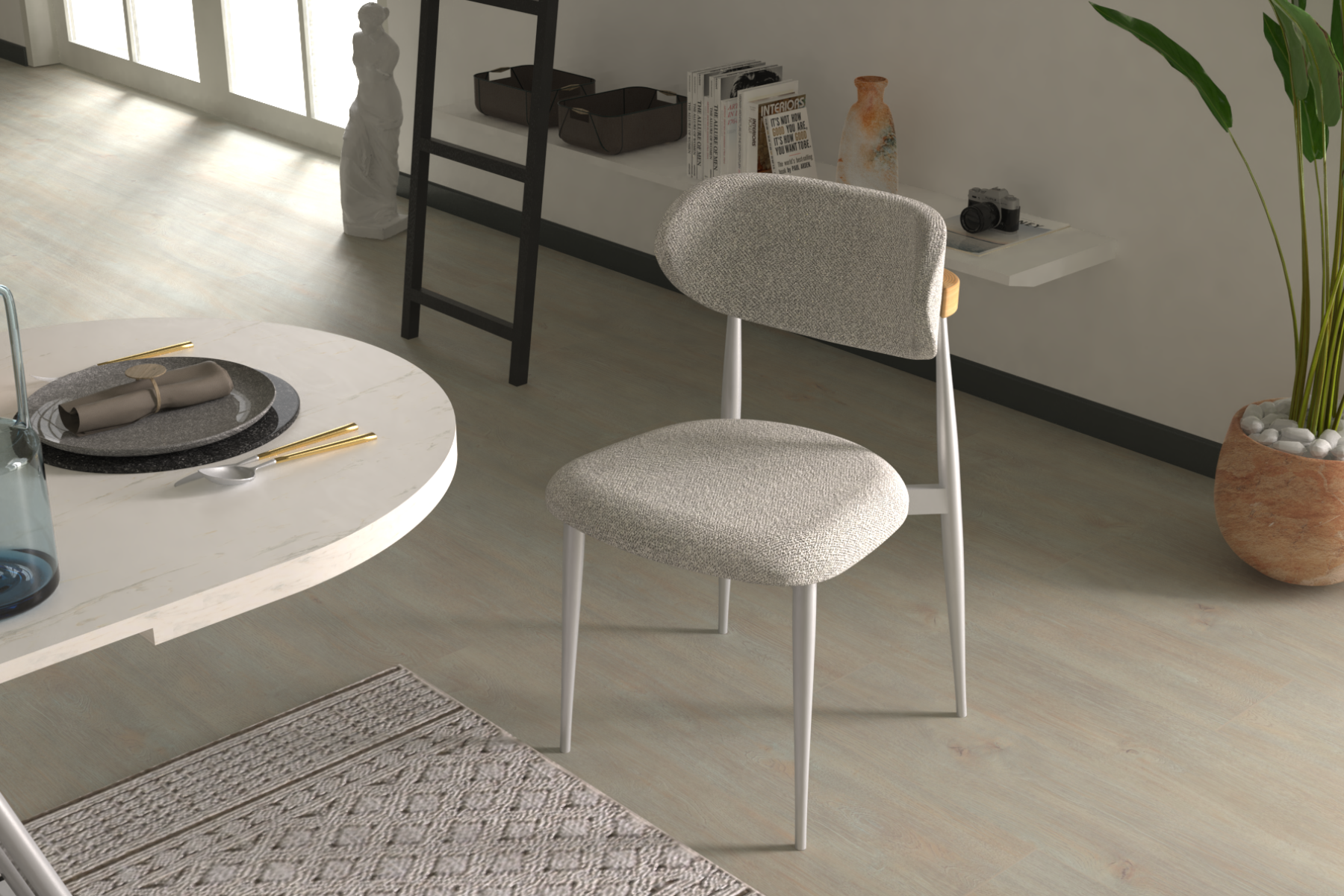 venus-33-metal2 Venüs Metal Ayak Teddy Sandalye Gri - Teddy Açık Gri - Görsel 1