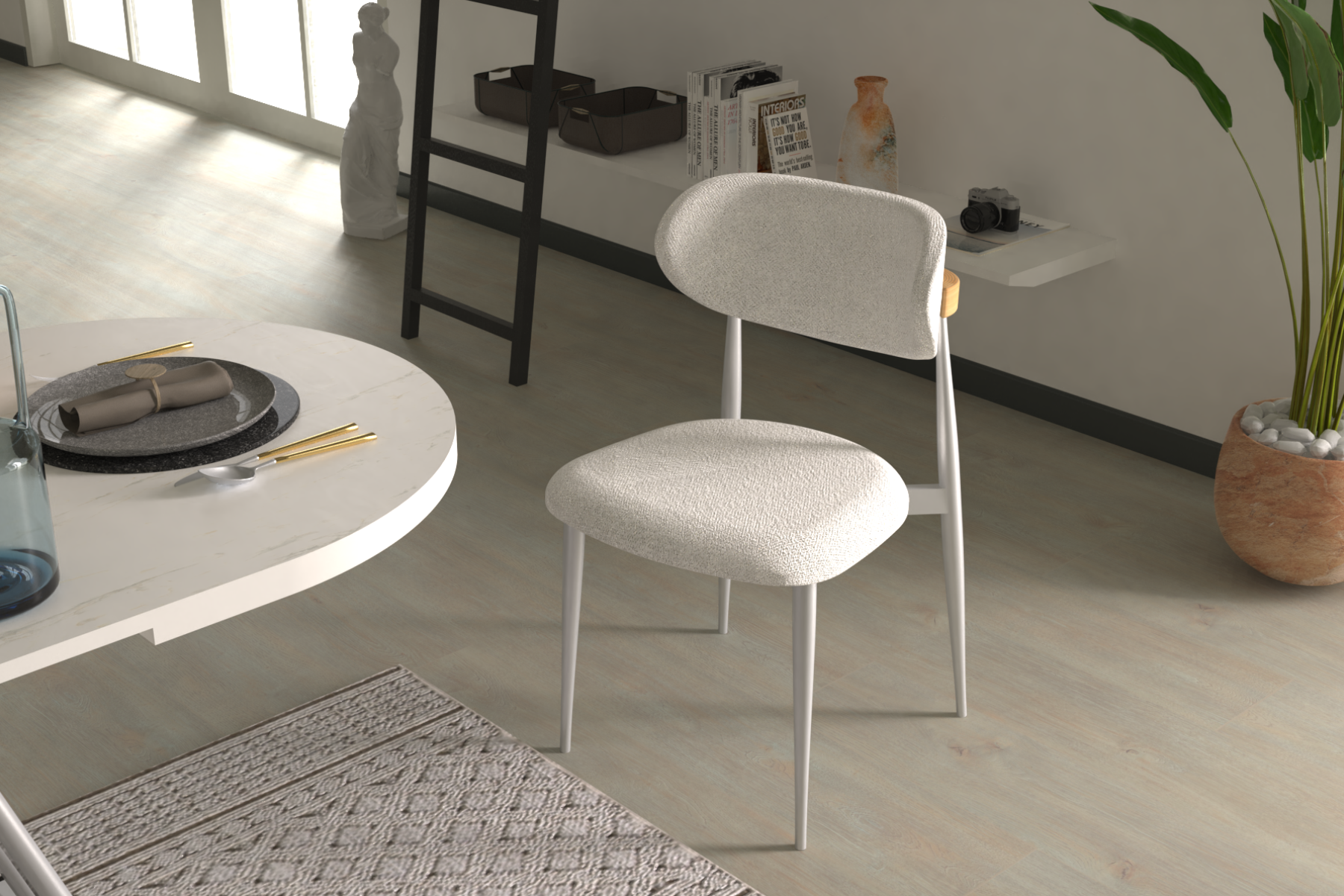 venus-33-metal4 Venüs Metal Ayak Teddy Sandalye Gri - Teddy Beyaz - Görsel 1