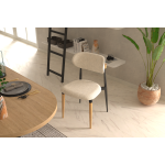 Venüs Ahşap-Metal Siyah Ayak Teddy Sandalye Siyah - Teddy Bej