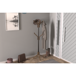 Vesti Ahşap Ayaklı Siyah Metal Portmanto Elbise Askılığı Kestane - 6 Kollu