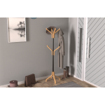 Vesti Ahşap Ayaklı Siyah Metal Portmanto Elbise Askılığı Naturel - 6 Kollu - Görsel 4