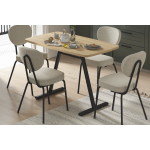 Damla Sandalye Tatvan Mutfak Masası Takımı - 70x120 cm Siyah