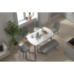 Mara Sandalye Hazar Bank Aras Mutfak Masası Takımı - 80x140 cm Gri - Beyaz/Naturel