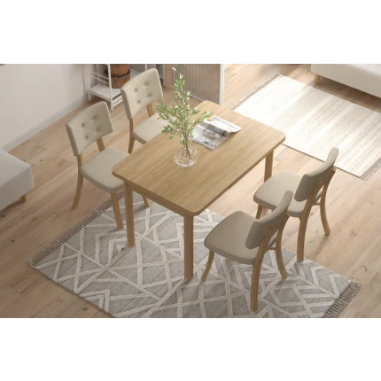 Mir Sandalye Fırat Mutfak Masası Takımı - 80x120 cm Naturel