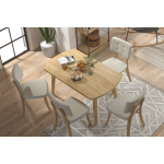 Mir Sandalye Aras Mutfak Masası Takımı - 80x140 cm Beyaz - Naturel