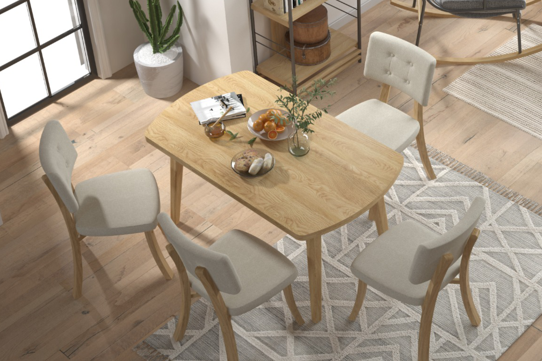 vilinze-stil-foto20 Mir Sandalye Aras Mutfak Masası Takımı - 80x140 cm Beyaz - Naturel - Görsel 1