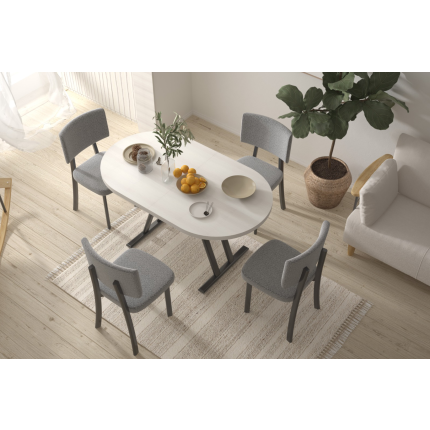 Miray Sandalye Afyon Mutfak Masası Takımı - 80x140 cm Beyaz