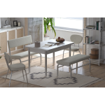 Damla Sandalye Peri Bank Ece Mutfak Masası Takımı - 80x120 cm Beyaz - Beyaz