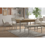 Damla Sandalye Peri Bank Ece Mutfak Masası Takımı - 80x120 cm Beyaz - Naturel - Görsel 2