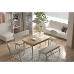 Damla Sandalye Peri Bank Ece Mutfak Masası Takımı - 80x120 cm Beyaz - Naturel