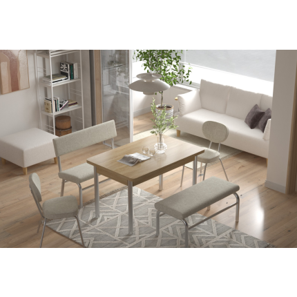 Damla Sandalye Peri Bank Ece Mutfak Masası Takımı - 80x120 cm