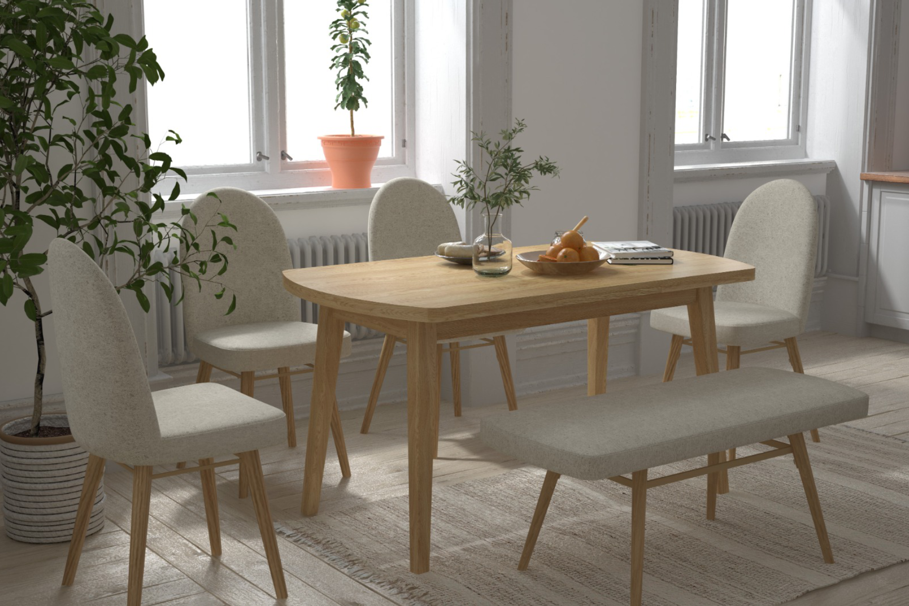 vilinze-stil-foto5 Mara Sandalye Hazar Bank Aras Mutfak Masası Takımı - 80x140 cm Beyaz - Naturel - Görsel 1