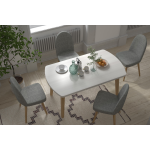 Mara Sandalye Aras Mutfak Masası Takımı - 80x140 cm Gri - Beyaz/Naturel
