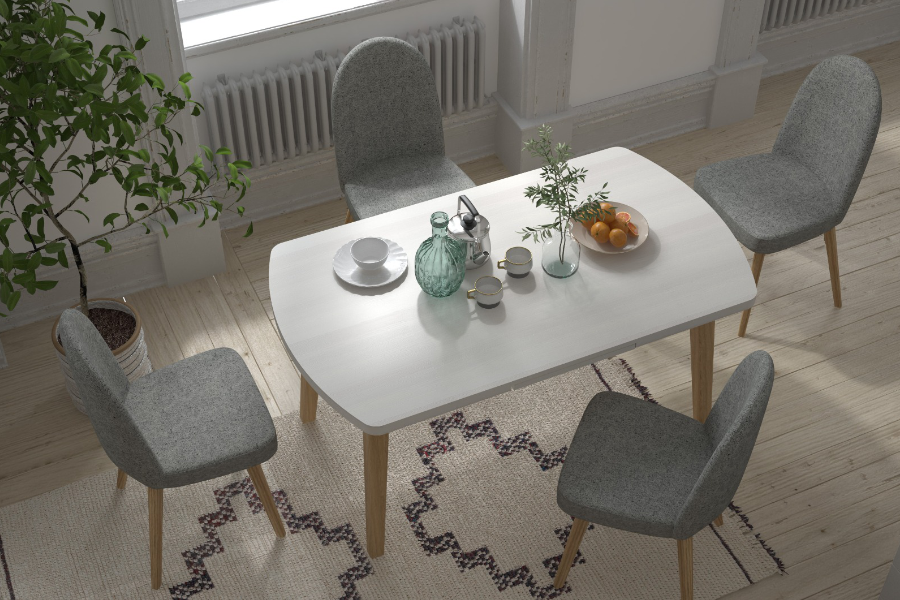 vilinze-stil-foto7 Mara Sandalye Aras Mutfak Masası Takımı - 80x140 cm Gri - Beyaz/Naturel - Görsel 1