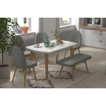 Mara Sandalye Hazar Bank Aras Mutfak Masası Takımı - 80x140 cm Gri - Beyaz/Naturel - Görsel 2