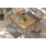 Ege Sandalye Peri Bank Fırat Mutfak Masası Takımı - 80x120 cm Gri - Naturel - Görsel 2