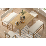 Ege Sandalye Peri Bank Fırat Mutfak Masası Takımı - 80x120 cm Beyaz - Naturel - Görsel 2