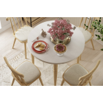 Soma Sandalye Turna Yuvarlak Mutfak Masası Takımı Beyaz/Naturel - Görsel 2