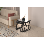 Zigana Çok Amaçlı Siyah Metal Ayak 3'lü Zigon Sehpa Siyah