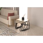 Zigana Çok Amaçlı Siyah Metal Ayak 3'lü Zigon Sehpa Naturel - Görsel 5