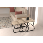 Zigana Çok Amaçlı Siyah Metal Ayak 3'lü Zigon Sehpa Traverten - Görsel 2