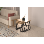 Zigana Çok Amaçlı Siyah Metal Ayak 3'lü Zigon Sehpa Naturel