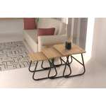 Zigana Çok Amaçlı Siyah Metal Ayak 3'lü Zigon Sehpa Naturel - Görsel 2