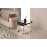 Zigana Çok Amaçlı Beyaz Metal Ayak 3'lü Zigon Sehpa Siyah