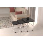 Zigana Çok Amaçlı Beyaz Metal Ayak 3'lü Zigon Sehpa Siyah - Görsel 2