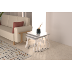 Zigana Çok Amaçlı Beyaz Metal Ayak 3'lü Zigon Sehpa Beyaz